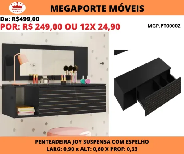 Penteadeira Joy Suspensa com Espelho