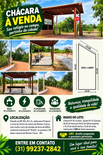 Chácara Rural com infraestrutura e com área de 1.088,00 m².
