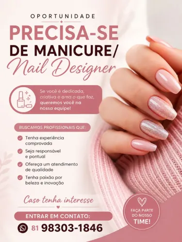 Precisa-se de manicure e cabeleireira/o