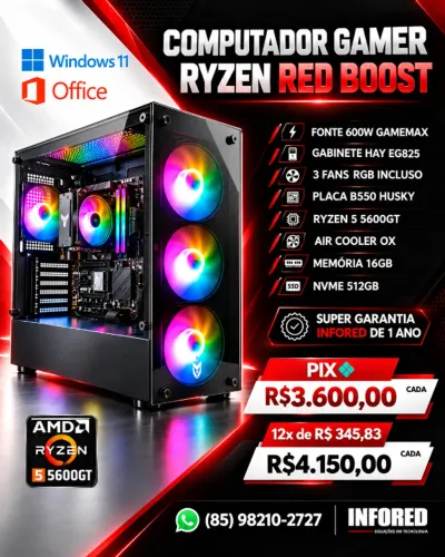 Computador Gamer Ryzen Red Boost