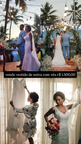 Vestido de Noiva Semisereia com véu