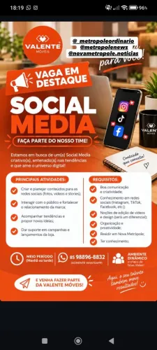 Estágio para Social Media - Meio período