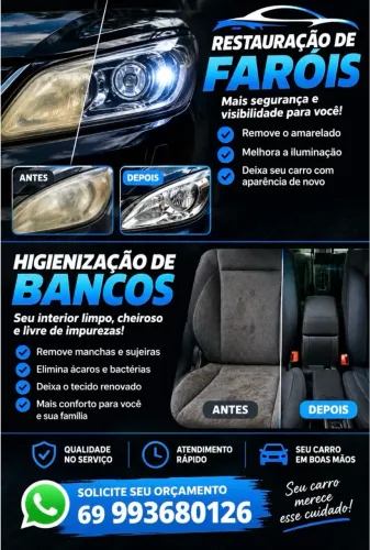 Restauração de faróis e higienização de bancos