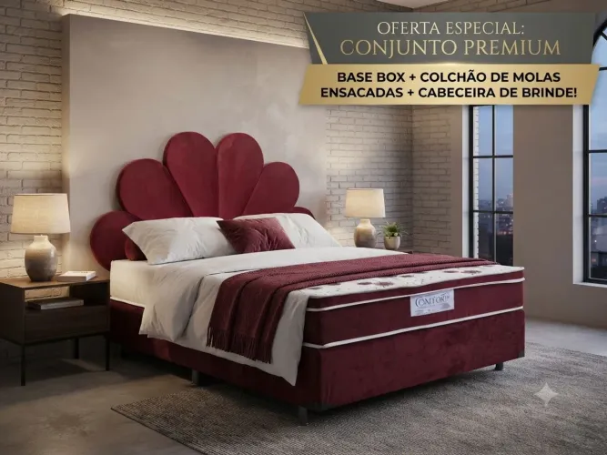 Cama box molas ensacadas com cabeceira de brinde