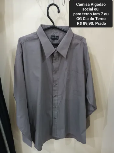 Camisa masculina manga longa azul ou cinza