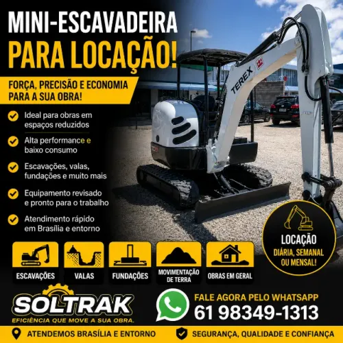 LOCAÇÃO DE MINI ESCAVADEIRA 3,5T