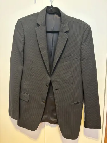 Blazer Masculino Zara Preto Listrado - Importado - Tamanho M 38 (USA) - (Usado)