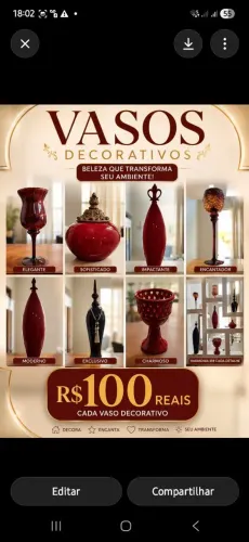 Vasos Decorativos Elegantes para Sala e Hall - Unidade R$150 cada Aceita Proposta