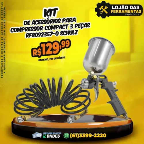 Kit de Acessórios Para Compressor Compact 3 Peças RF8092357-0 Schulz