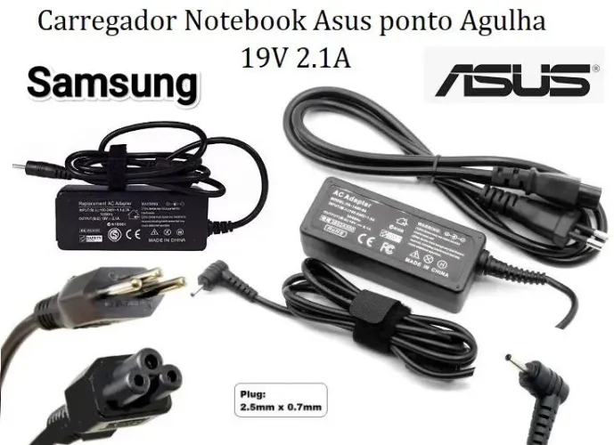 Carregador de Notebook Asus, Samsung 19V 2.1A pino agulha Novo