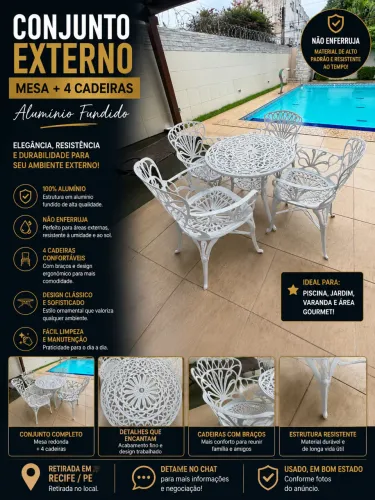 CONJUNTO DE MESA EXTERNA EM ALUMÍNIO | 4 CADEIRAS