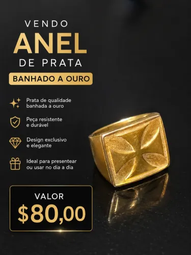 Anel Cruz de Malta, Prata banhado a Ouro !