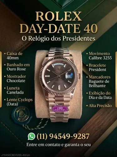 ROLEX DAY DATE ROSE/ BANHO OURO ROSE/ CBD/ S.C