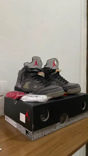 off-white x air jordan 5 black metallic 38