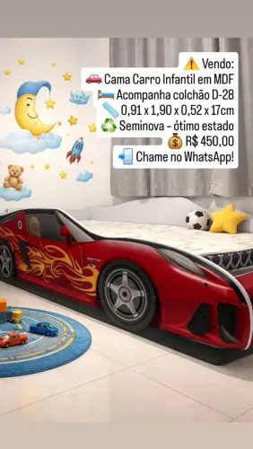 Cama Carro infantil com colchão ótimo estado !