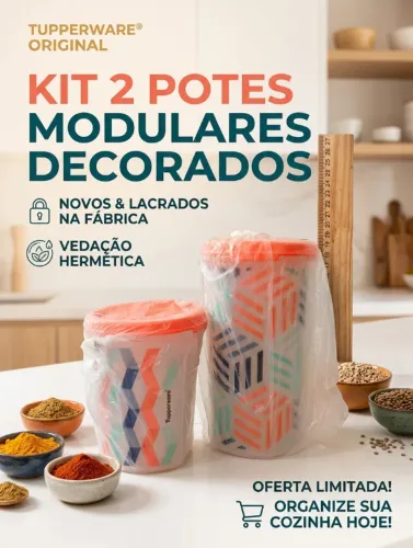 PROMOÇÃO! Kit 2 Potes Modulares Tupperware® Decorados - Novos / Lacrados
