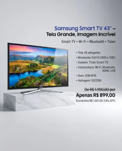 Smart TV Samsung 43" ? Full HD, Wi-Fi e Tizen