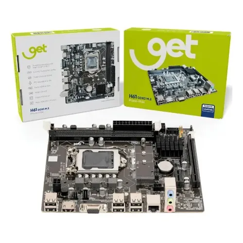 Placa Mãe GET H61 LGA1155 DDR3 M.2 NVMe USB 3.0 Gigabit Micro ATX pode retirar no local em