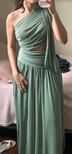 Vestido festa verde oliva claro