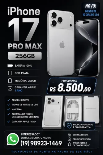 iPhone 17 pro max 256gb cor prata
