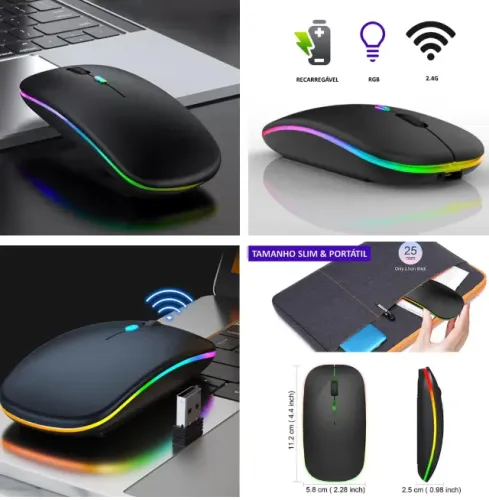 Mouse sem fio - recarregável