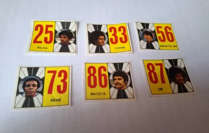 Lote de 6 figurinhas do Botafogo do album Tom Bol