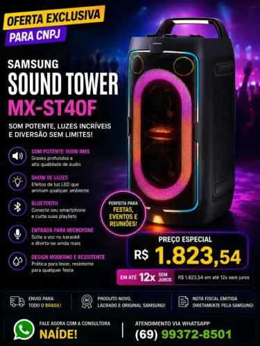 Samsung Sound Tower MX-ST40F - Produto Novo | Oferta Exclusiva para CNPJ
