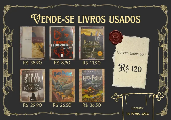 Livros variados em bom estado