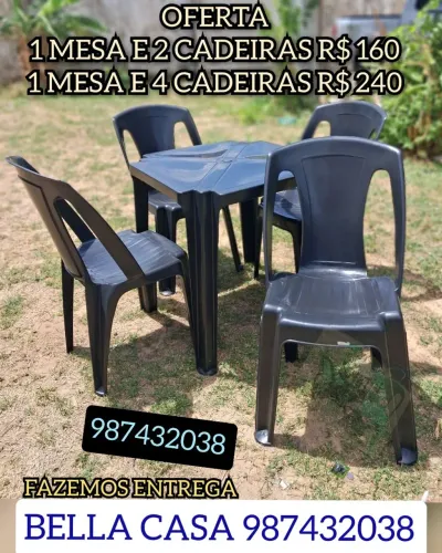 MESA MAIS CADEIRA DE PLASTICO COM O MELHOR P PREÇO
