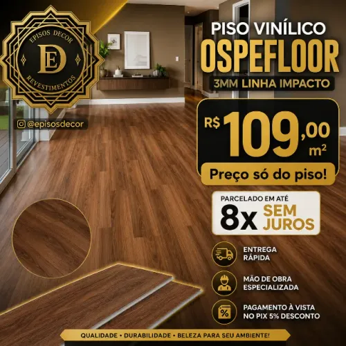 Piso Vinil Ospefloor 3mm Impacto colado