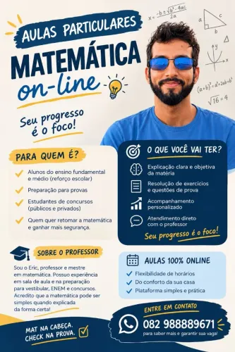 Aulas Particulares de Matemática Online | Reforço, ENEM e Concursos