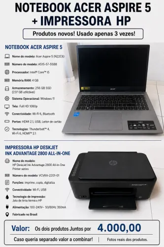 Notebook com impressora
