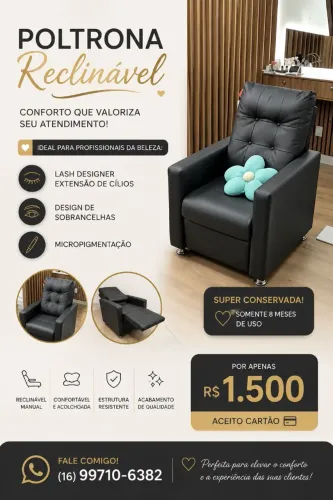 Poltrona reclinável para Lash designer