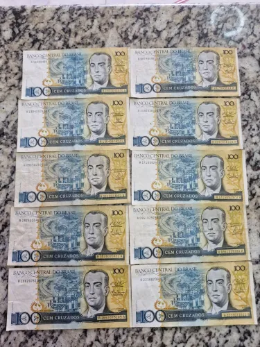 VENDO 10 NOTAS DE CEM CRUZADOS EM BOM ESTADO DE CONSERVAÇÃO
