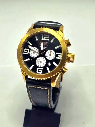 Relógio Invicta Specialty 1429 Cronógrafo - Dourado e Couro - Completo