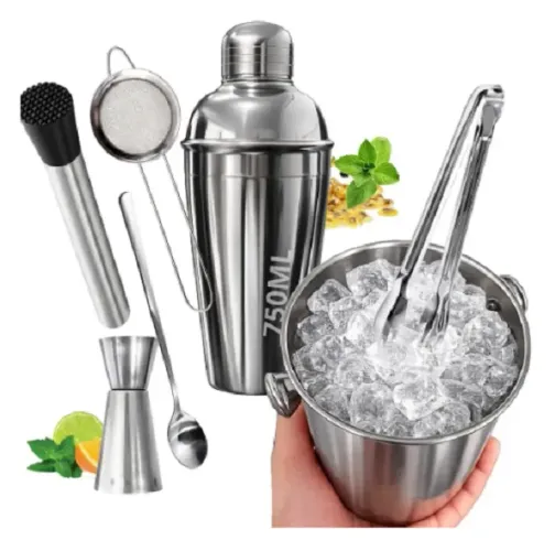 Kit Caipirinha Bartender profissional 7 Peças Inox Coqueteleira 750 Ml. Novo, sem uso.