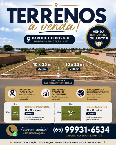 Oportunidade em Tangará da Serra - MT Terrenos à venda no Parque do Bosque