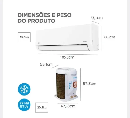 Ar condicionado 9000 btus Midea Iverter - Trairi