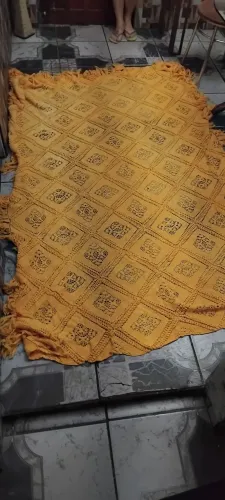Antiga colcha de casal. Croché.
