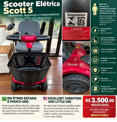 Scooter Eletrica Scott S - Muito Nova
