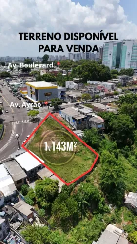 Terreno com 1.143m2 na Av. Ayrão - Praça 14 de Janeiro, Manaus