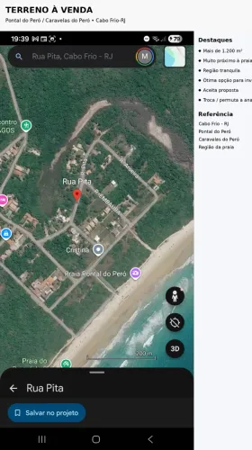 Terreno 1.200m² Cabo frio no Pontal do Peró / Caravelas - Próximo à Praia