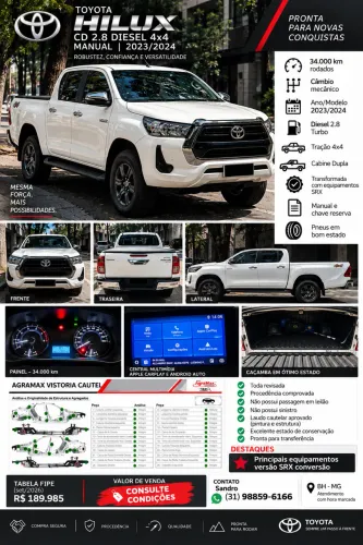 Toyota Hilux CD 4X4 2.8 Diesel Mec. 2024