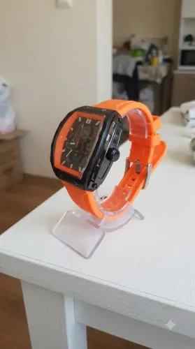 Relógio OFNS Masculino Pulseira de Silicone Laranja