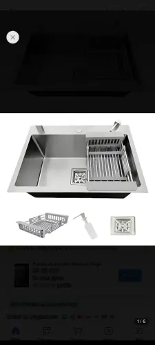 Cuba Pia Gourmet Homefy Quadrada Aço Inox 304 Escovada 60x40cm + Acessórios