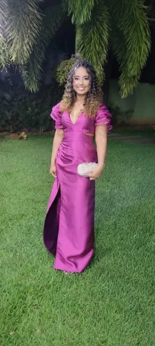 Vestido de Festa Longo Rosa/Fúcsia Tam. 38/40