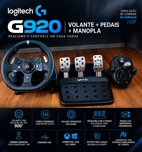 Logitech G920 - Volante + Pedais + Câmbio