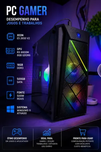 Pc Xeon E5 2650v2 placa de video rx6600m e 16gb de ram