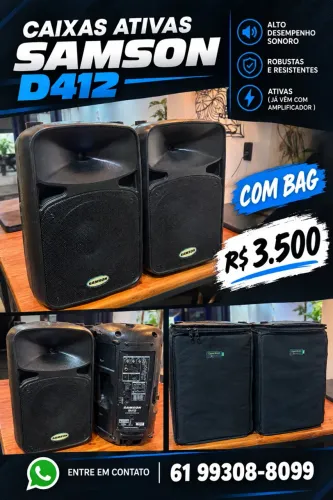 Caixas ativas Samson D412 na bag