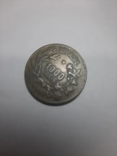 Moeda 1000 reis 1927 reverso inclinado 